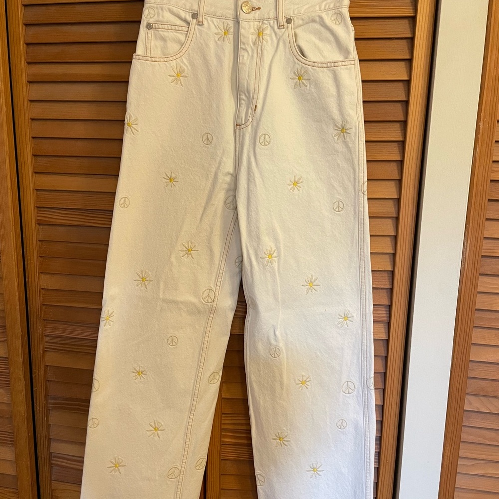 Sandro Off- White Patterned Jeans - image 1